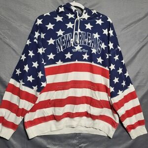 NOLA S&G Hoodie Mens XL USA Flag Stars Stripes New Orleans Pullover Graphic